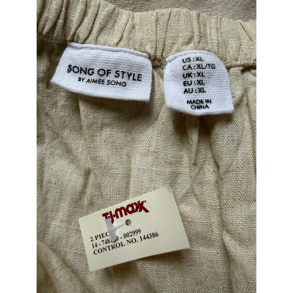Linen Blend Maxi Skirt Beige Minimalist Boho Preppy Slit XL NEW with tags - Picture 3 of 7